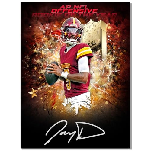 Superstar Commanders Jayden Daniels Signed Poster For Kids Fans Room Bedroom Wall Decor-American Football Posters Canvas Art Prints Picture For Teen Boy Birthday Gifts
