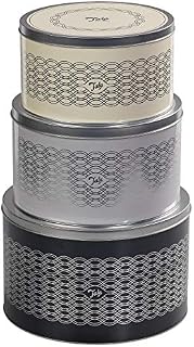Tala Originals Deep Cake Storage Tins in Indigo & Ivory Designs, Cake Tins Measure 25cm x 15cm, 22cm x 13cm and 20cm x 11cm