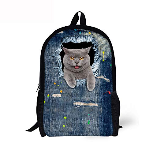 Preisvergleich Produktbild GYHJGRucksack Cartoon Rucksack Persönlichkeit 3D Simulation Tier Rucksack Denim Print Student CA4916C