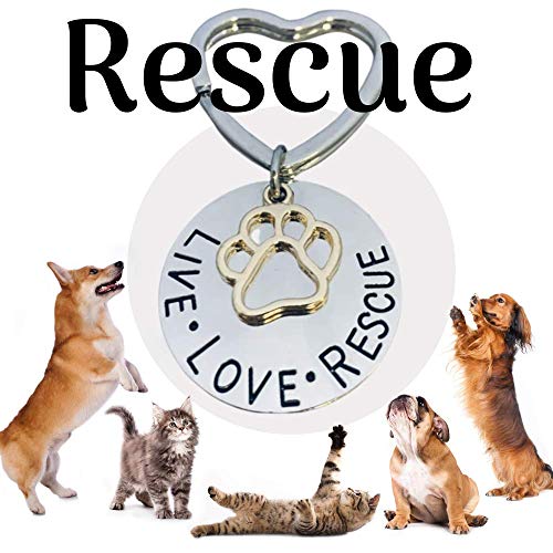 Infinity Collection Pet Rescue Keychain, Engraved Live, Love, Rescue Charm with Paw Print, Two-Tone Silver & Gold Accessories - Image 4
