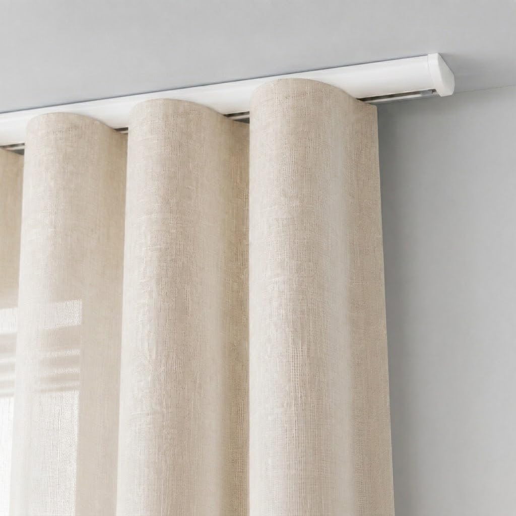 Kit Rail à Rideaux Wave Blanc 3 m – Système Ondulation Vague, 4 Supports Clic Fournis – Rail Aluminium Complet, Fixation Plafond, Prêt à Poser