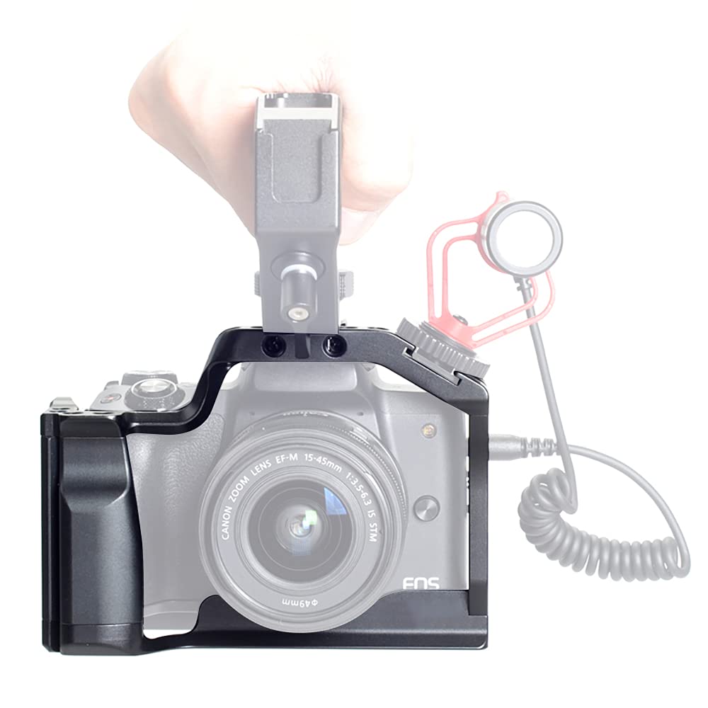 FOTGA Cage pour appareil photo - Stabilisateur en alliage d'aluminium avec sabot à chaussures froides et vis 1/4 3/8 - Pour appareil photo sans