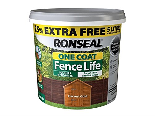 Ronseal RSLFLHGN4LAV One Coat Fence Life Harvest Gold New 4 Litre +25%