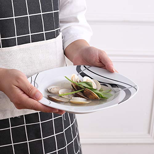 image for VEWEET 24-Piece Porcelain Dinnerware Sets Black Stripe Patterns Kitche