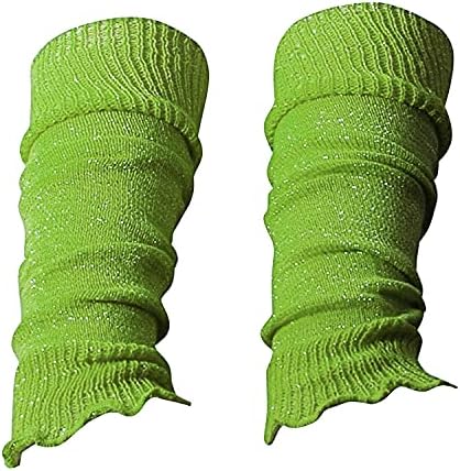 adam & eesa Girls Fancy Glittery Stripe Acrylic Leg Warmers Plain Fluorescent 80s Party Neon Ballet Dance Accessories