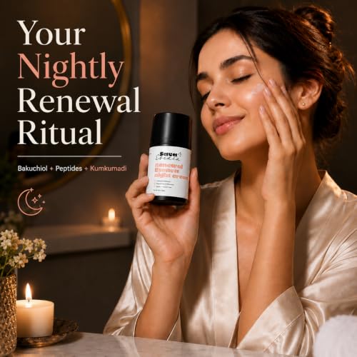 Image of Anti Aging Renewal Night Cream with Bakuchiol, Peptides & Kumikamud, Plant-Based Overnight Face Moisturizer for Radiant, Smooth & Hydrated Skin, Fine Lines & Wrinkle Care, All Skin Types, 50 g
