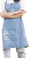 Vista 6 de Jowcud Delantal de mezclilla con 5 bolsillos para cocinas, delantales de estilista para mujeres y hombres, delantal ajustable para artes
