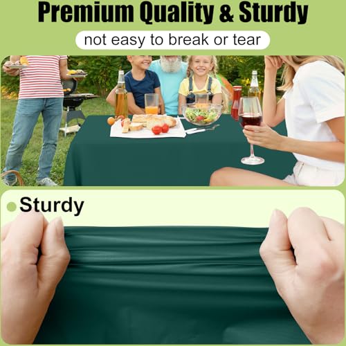 Image of Smiry Disposable Table Cloth 3 Pack, 54 x 108 Inch Waterproof Plastic Tablecloth, Decorative Rectangle Table Covers for Party, Birthday, Picnic, Christmas Green