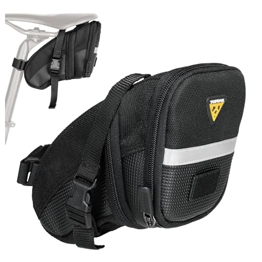 Topeak Aero Wedge Pack (Strap Mount, Medium) – Aerodynamic Seat Bag for Bikes, 1200D Polyester Construction, Quick-Release Buckle Mount, Expandable Storage, 3M Reflective Strip & Safety Light Clip