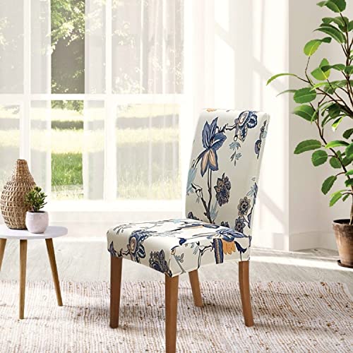 Image of SPRINGRICO Chair Covers for Dining Room Set of 4, Stretch Dining Chair Cover, Washable Spandex Kitchen Parsons Chair Slipcovers, Removable Seat Protector for Home or Party (4 Pack, Flower Pot)