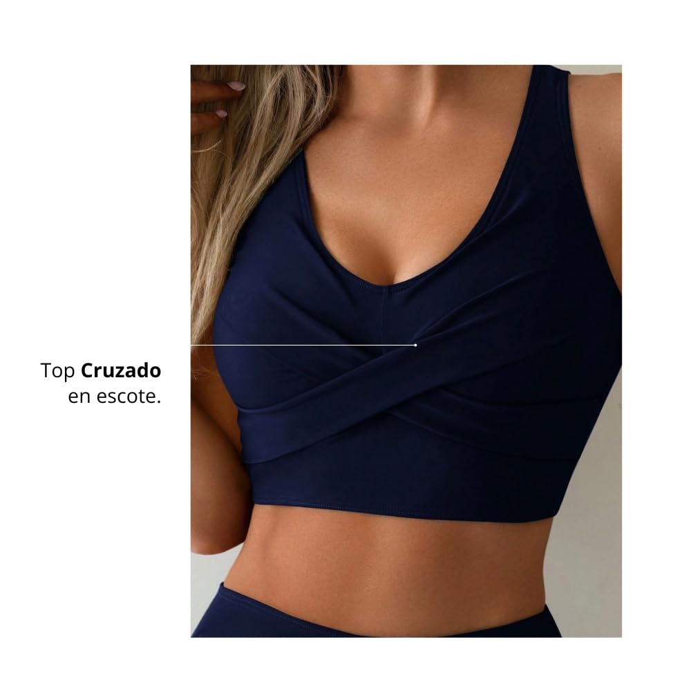 Rand Indumentaria Pole Dance Mujer, Conjunto Deportivo con Top Cruzado y Shorts Cintura Alta, Ropa Pole Dance Sexy, Pole Exotic, Pole Sport