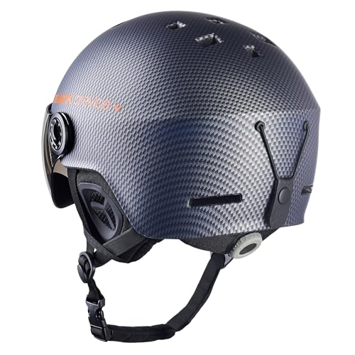 BLACK CREVICE Skihelm Gstaad Mit Visier im Pilotenstyle für Herren & Damen | Aus Polycarbonat |...