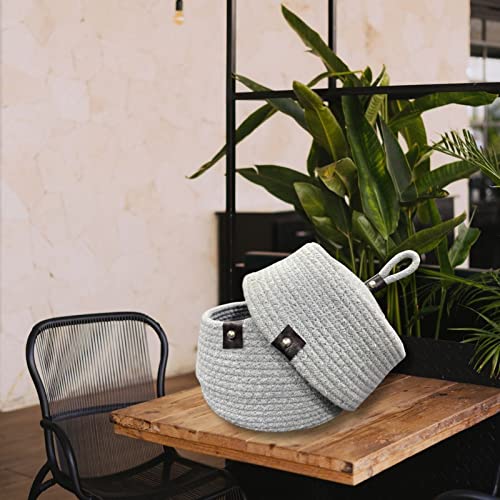 Image of Multi-Purpose Essential Jute Basket with Lid Storage Baskets for Bathroom Living Room & Kitchen | Organizer Box | Storage and Organizer Box (Grey)