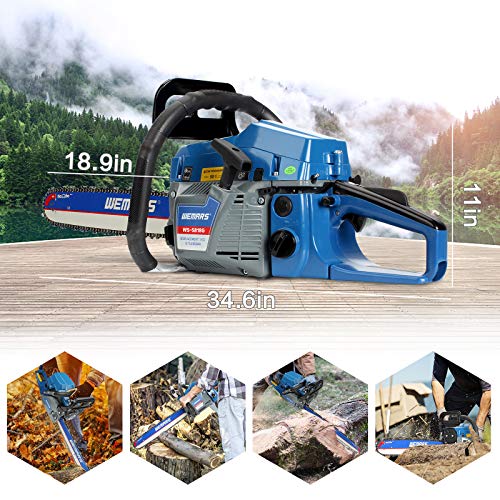 WEMARS Gas Chainsaw 58cc 18 Inch Power Chain Saw 2-Cycle Handed Petrol Chainsaws Gasoline Chain Saws Garden Tool for Cutting Wood Outdoor Home Farm Use