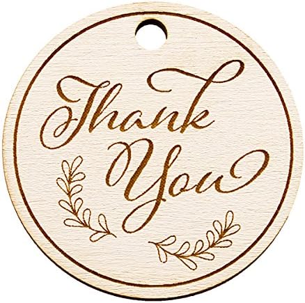 Summer-Ray 50 White Wooden Round Thank You Engraved Favor Tags Wedding Baby Shower Bridal Shower Birthday image 5