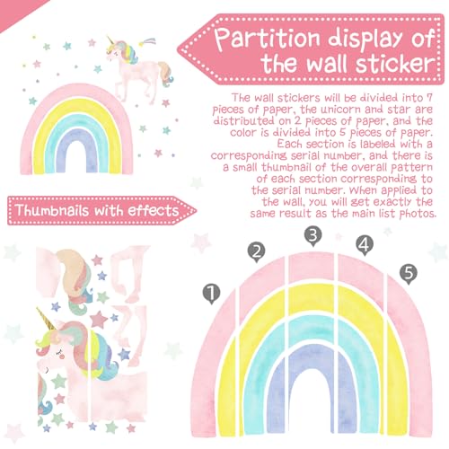 Vinilos decorativos unicornio arcoiris 36 x 36 pulgadas miniatura 3