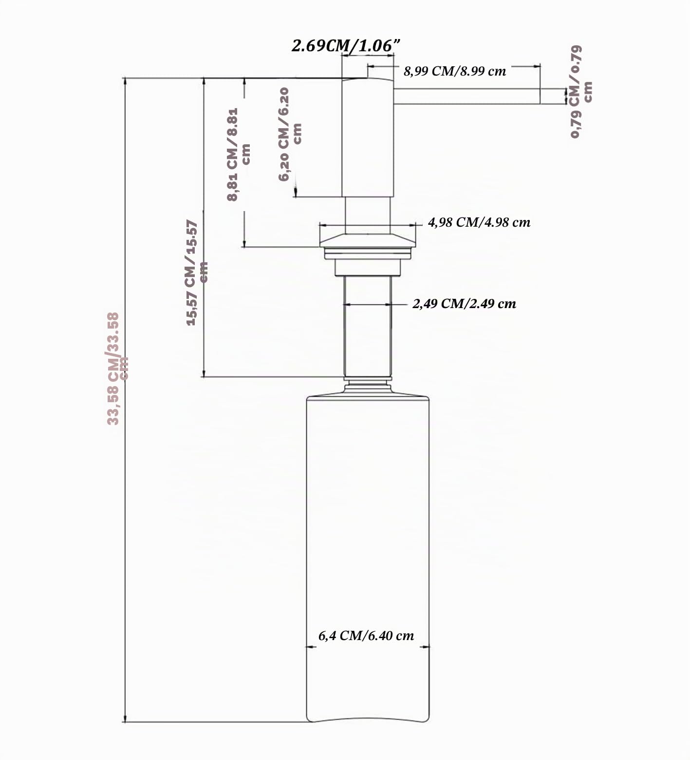 Maizoon Distributeur de Savon à Pression en cuivre pour évier de Cuisine Utilisation multifonctionnelle Durable Facile à Nettoyer Grande capacité avec tête de Pompe rotative à 360 degrés 500ML Or