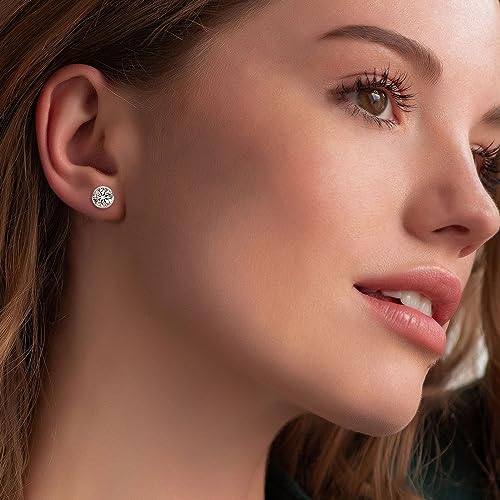 Moissanite Stud Earrings, 0.5CT-2CT D Color VVS1 Brilliant Round Cut 925 Sterling Silver Bezel Earrings for Women or Men3