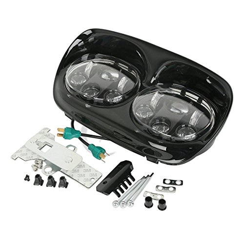 Eagle Lights Road Glide Projection Led Black Headlight Kit For 2004-2013 Road Glide Complete Kit - Comes With All Hardware, Dual Led Headlight, And New Plastic Shroud(Black) #TOP19