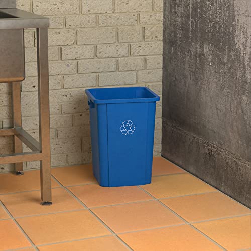 Image of 19 Gallon Blue Square Commercial Trash Can
