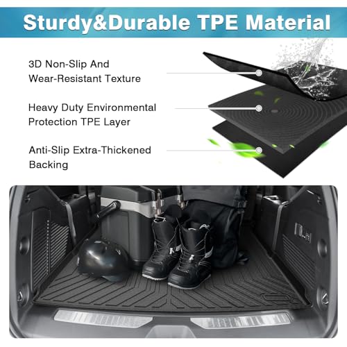 Image of Mixsuper Cargo Liner for 2021-2025 2026 Chevrolet Tahoe /GMC Yukon, Behind The 2nd Row Seats, All Weather Cargo Mat Rear Trunk Liner Black