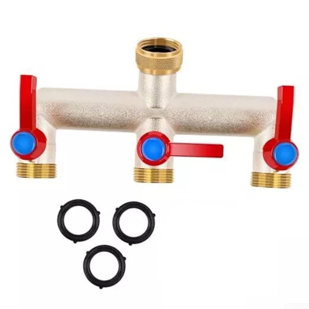 Répartiteur de tuyau d'arrosage triple nez de robinet laiton 3/4