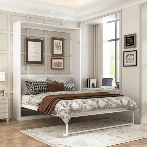 JOIKUJIA Queen Wall Murphy Bed with Metal Frame, Platform Bed Cabinet