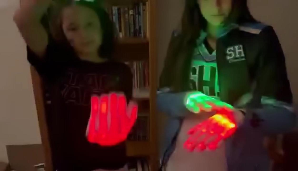 Verlichtingshandschoenen Concertbar Show Glowing Costumes Prop Party DJ Singer Dancing Lighted Handschoenen,Groen,5 fingers left hand