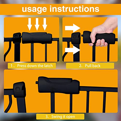 Belabb Extra Wide Baby Gate Tension Indoor Safety Gates Black Metal Large Pet Gate Pressure Mounted Walk Through Long Dog Gate For The House Doorways Stairs (76.3 Inch-81.2 Inch/194Cm-206Cm, Black) #TOP4