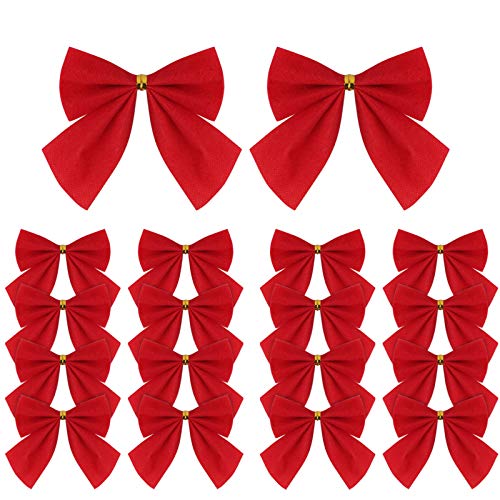 120 lazos de cinta de Navidad rojos para decoración de árbol de Navidad, coronas de Navidad, adornos para árbol de Navidad, corona de Navidad, decoración de regalo, 5,5 cm