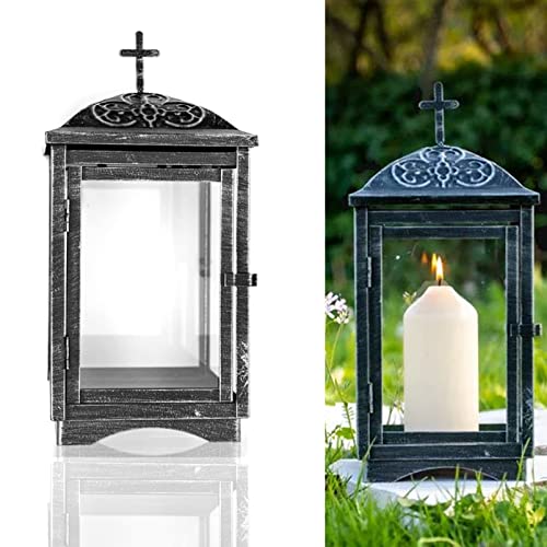 (Laterne) Grab-Laterne aus Metall und Glas Grablicht für Grabkerze. Friedhofs-Laterne Grablampe… Cover