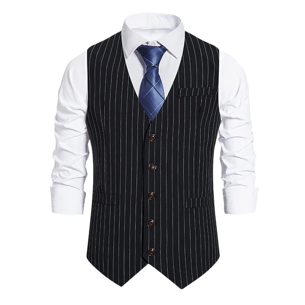 Heren zwart vest heren pak vest bruiloft feest fit vest pak 1920
