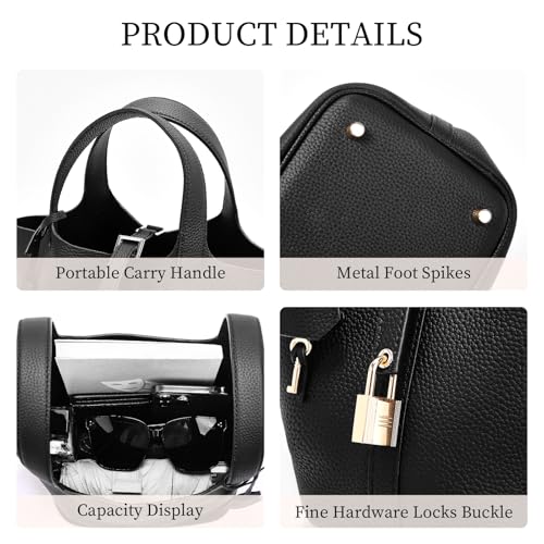 Bolso de cuero genuino estilo bucket para mujer miniatura 5