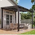 Aoxun 8'x 10' Premium Gazebo with Aluminum Top Frame & Polycarbonate Panel, Wall Mounted Gazebos Pergola, Outdoor Patio Lean to Gazebo, Awnings with Sloped Roof, for Backyard, Porch, Deck