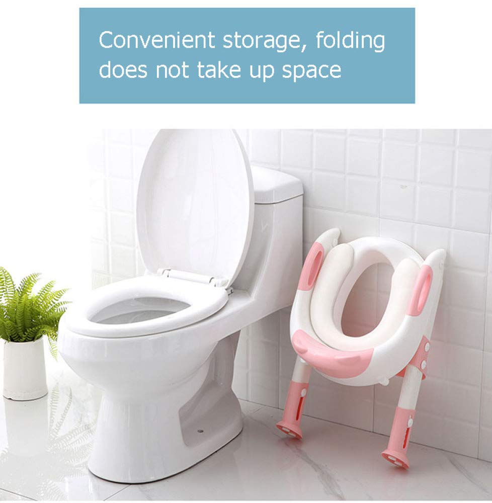 Asiento Inodoro para Niños, Asiento para IR Al Baño Portátil Y Duradero para Niños con Escalera Entrenamiento para Silla De Baño Plegable para Inodoro para Niños,D-Padded