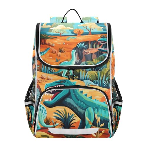 Mochila infantil de dinosaurio fire para ordenador portátil y viaje de niños