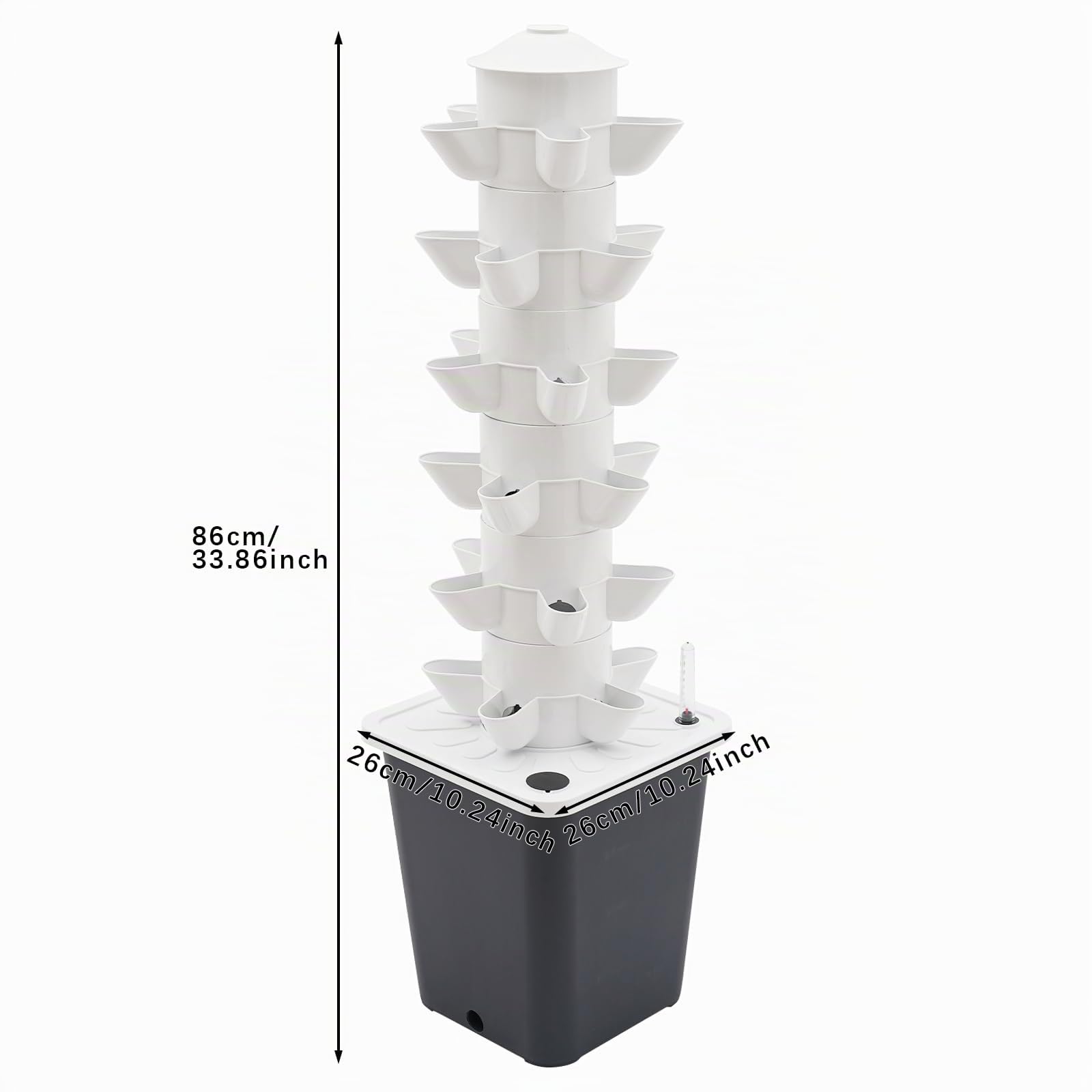 Set idroponico per interni, impianto idroponico, 6 piani, kit per la coltivazione 30 piante, serbatoio da 2,2 Gal, torre da 86 cm, serbatoio per acqua in PP, balcone e cucina, pompa da 12 V