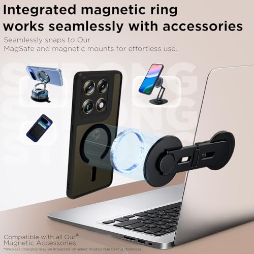 Image of RIGGEAR Shockproof Sleek Hybrid Armor Magnetic Back Cover Case Compatible with MagSafe Accessories for Motorola Moto Signature 5G (Smoke Black Matte PC + Black TPU Bumper)
