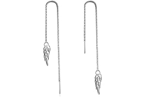 Supernatural Guardian Angel Wing Feather Threader Dangle Drop Earrings