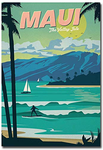 Imán decorativo vintage Maui Island tamaño 2.5 x 3.5 pulgadas
