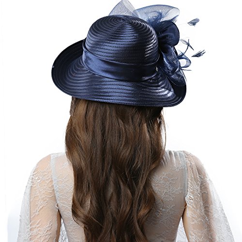 Original One Women's Cloche Bowler Hats KDC1701 for Kentucky Derby Day, Church, Wedding, Tea Party and More Formal Occasion (Royal Blue)