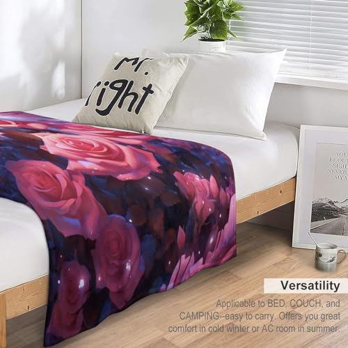 Manta de franela con rosas de alta suavidad colcha decorativa sofá 7
