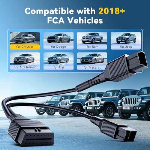 Image of THINKCAR 12+8 Pin Connector to OBD2 Adapter for Chrysler, Security Gateway Bypass Cable for FCA SGW Vehicles for Diagnostic, Works with All OBD2 Scanners,for Dodge,for Jeep,for Ram,for Fiat Year 2018+