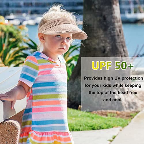 2 Pack Unisex Kids Sun Hats Beach Straw UV Protection Caps for Boys Girls Summer Adjustable Wide Brim Visor3