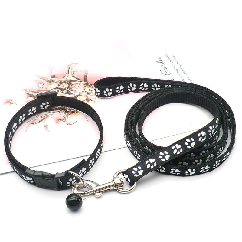 DRK Shopmart Cute Dog Paw Print Pet Traction Rope Puppy Collar Set Multiple Colors Adjustable Puppy Cat Accessories Pet Supplies (RED 10mm Black) (B0CP5382LD) Amazon Price History, Amazon Price Tracker