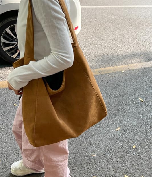 Image of Vintage Suede Hobo Bags for Women - Retro Shoulder Tote Purse Carryall Travel Bag