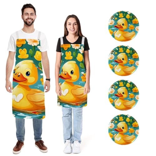 Tabliers de cuisine amusants à motif canard réglables pour éviter les taches sur vos vêtements