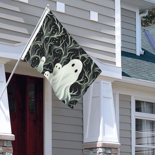 Drapeau fantôme blanc 1,2x1,8m double face pour décoration extérieure de maison