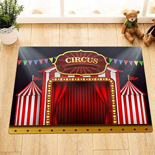 ZZ7379SL Carpa de Circo Rayas Rojo Blanco Impresión Digital en 3D Sala de Estar Dormitorio Cocina baño Infantil Alfombra