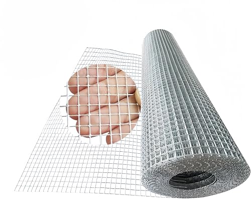 Galvanized Welded Wire Mesh Roll, 16in x 35ft, 1/4 Inch 23 Gauge Hardware Cloth - Garden Fencing for Rabbits, Chickens, Snakes, Gophers, Raccoons & Small Critters - Cage, Enclosure, Pest Barrier